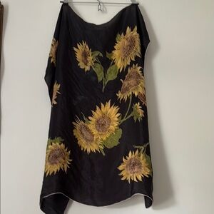 Vintage Silk Scarf - Sunflower Pattern